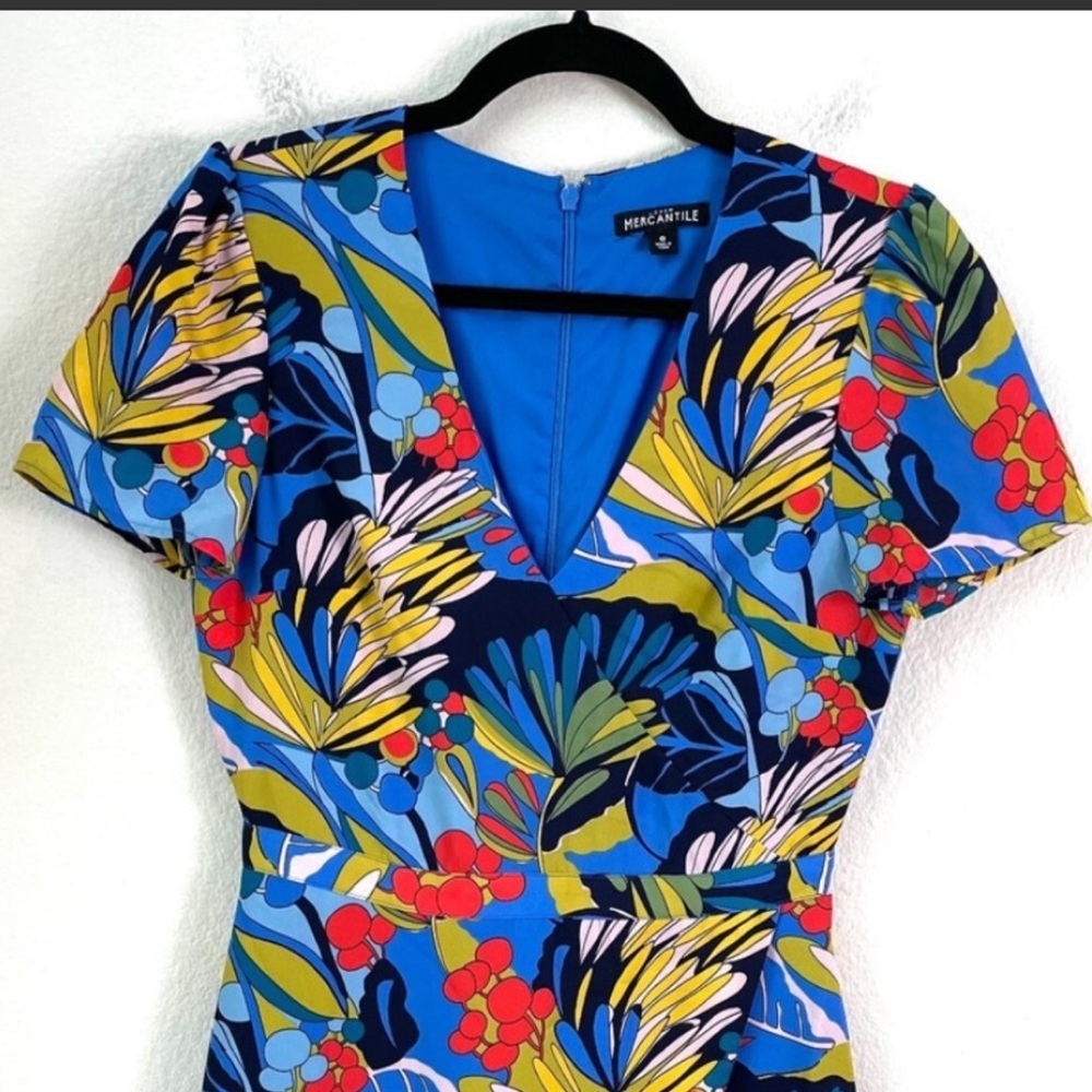 J.Crew Mercantile Blue and Yellow Floral Faux Wrap Dress- Size 6